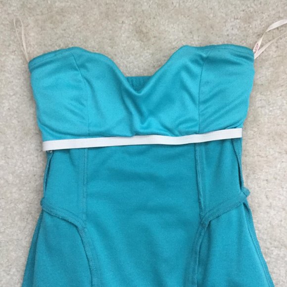 Teal Strapless Peplum Dress, G by Guess - Picture 5 of 5